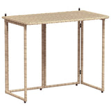 Folding Garden Table Beige 90x51x75 cm Poly Rattan 4108257