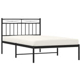 Metal Bed Frame without Mattress with Headboard Black 107x203cm 373687