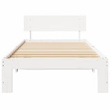 Bed Frame with Headboard White 75 x 190 cm Solid Pine Wood 872678