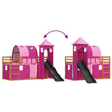Bunk Bed without Mattress with Slide and Curtains Pink 90x200 cm 3284169