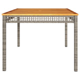 Garden Table Grey 180x90x75 cm Poly Rattan Acacia Wood 366280