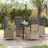 Garden Dining Set with Cushion 5 pcs Beige Poly Rattan 3380513