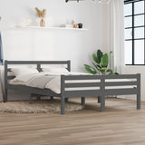Bed Frame without Mattress Grey Solid Wood 150x200 cm King Size King Size 814826