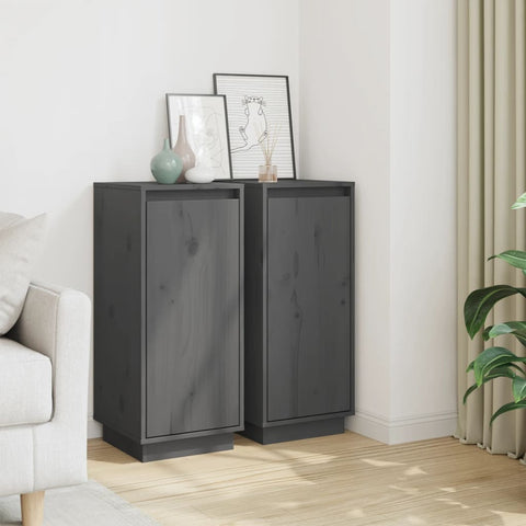 Sideboards 2 pcs Grey 31.5x34x75 cm Solid Wood Pine 813355