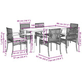 7 Piece Garden Dining Set with Cushions Grey Poly Rattan 3213621