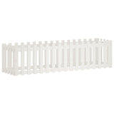 Garden Raised Bed with Fence Design White 200x50x50 cm Solid Wood Pine 832508