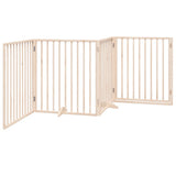 Dog Gate with Door Foldable 4 Panels 320 cm Poplar Wood 352179