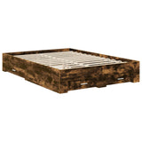 Bed Frame with Drawer Smoked Oak 135 x 190 cm Engineered Wood 3409999