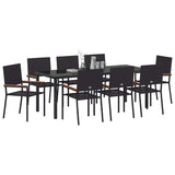 Garden Dining Set with Cushion 9 pcs Black Poly Rattan 3379708