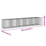 Gabion Basket with Cover 550x100x100 cm Galvanised Iron 3295199