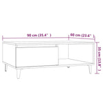 Coffee Table Smoked Oak 90x60x35 cm Engineered Wood 813173
