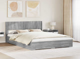 Bed Frame with Storage and Headboard Grey Sonoma 3414496