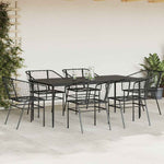 7 Piece Garden Dining Set Black Poly Rattan Glass 3334490