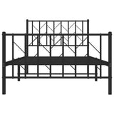 Metal Bed Frame without Mattress with Footboard Black 100x200cm 374450