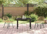 Garden Dining Set 3 pcs Brown Powder-Coated Steel 3379191