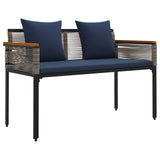 Outdoor Bench Grey and Navy Blue 117 x 54 x 74.5 cm Poly Rattan 42025241