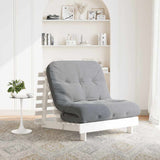 Futon Sofa Bed with Mattress White 90x206x11 cm Solid Wood Pine 846762