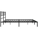 Metal Bed Frame without Mattress with Headboard Black 200x200cm 355470