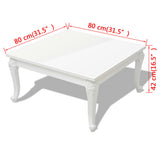 Coffee Table 80x80x42 cm High Gloss White 243379