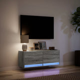 TV Wall Cabinet with LED Lights Grey Sonoma 100x31x35 cm 852367
