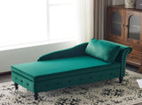 Velvet Chaise Lounge Sofa with Storage, Upholstered Chaise lounge Couch with Pillow for Living Room, N652P201198N
