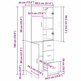 Highboard 2 pcs Artisan Oak 69.5 x 34 x 180 cm Engineered Wood 3415997