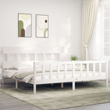 Bed Frame without Mattress White 200x200 cm Solid Wood Pine 3193357