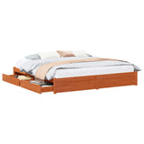 Bed Frame with Drawer Wax Brown 180 x 200 cm Solid Pine Wood 3422737