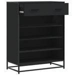 ZNTS Shoe Cabinet Black 75x38x97.5 cm Engineered Wood and Metal 3300875