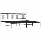 Metal Bed Frame without Mattress with Headboard Black 193x203cm 373697