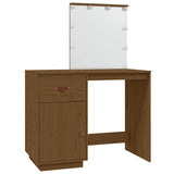 Dressing Table with LED Honey Brown 95x50x133.5 cm Solid Wood Pine 820095
