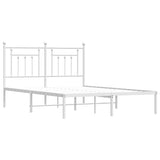 Metal Bed Frame without Mattress with Headboard White 150x200cm 353588