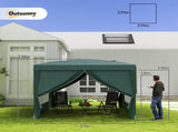 3 x 3m Pop Up Gazebo, Wedding Party Canopy Tent Marquee with Carry Bag and Windows, Green T3398P313588
