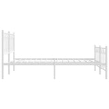 Metal Bed Frame without Mattress with Footboard White 150x200cm 376197