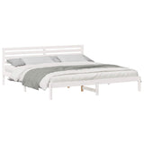Bed Frame with Headboard White 200 x 220 cm Solid Pine Wood 872342