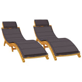 Sun Lounger Set of 2 Dark Grey Solid acacia wood Regular 3155474