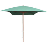 Garden Parasol 200x300 cm Wooden Pole Green 42959