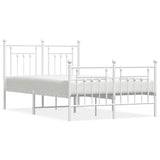 Bed Frame White Powder-Coated Steel Small Double Bed Frame 353601