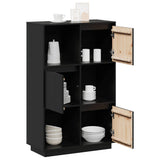Highboard Black Solid pine wood Medium Reversible Highboard 814368