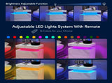 Nightstand LED Bedside Table Cabinet Lights Modern End Side with 2 Drawers for Bedroom T3272P355455