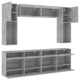 6 Piece TV Wall Cabinet Set with LED Lights Concrete Grey 3216800