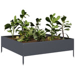 ZNTS Garden Raised Bed Anthracite 100x100x33.5 cm Steel 851026