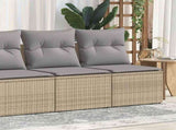 2 Piece Garden Sofa Set with Cushions Beige Poly Rattan Acacia 3325245