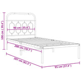 Metal Bed Frame without Mattress with Headboard White 90x200cm 377159