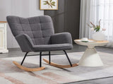 Berber Fleece Nursery Glider Rocker for Nursing, Wingback Rocking Chair for Living Room, Dark Grey T3398P344512