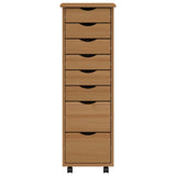 Rolling Cabinet with Drawers MOSS Honey Brown Solid Wood Pine 355894