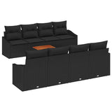 Garden Sofa Set with Cushion 9 pcs Black Poly Rattan 3347807