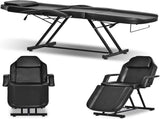 Salon Beauty Bed and Hydraulic Stool, Adjustable 3-Section Massage Table w/Detachable Head Cushions, 29353600