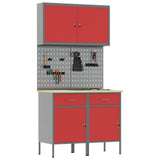 Work Cabinet with Drawer 5 pcs Red Engineered Wood and Steel 3321417