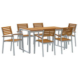 Garden Dining Set 7 pcs Grey and brown Solid acacia wood 3284362
